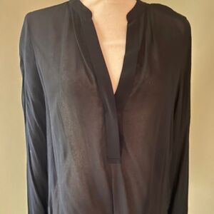 Vince semi-sheer black tunic blouse